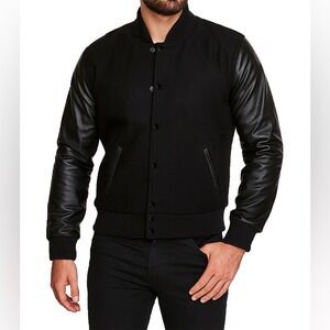 Natural Jackets Black Varsity Jacket 100% Organic Wood L Size XL